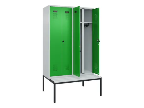 locker met bank,voor scheiding van kleding,HxBxD 2120x1200x815mm,4vak
