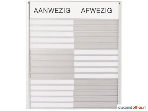 In-uit Bord 15 Namen Aluminium Aan/afwezigheidsbord Wit