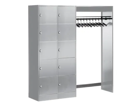 locker met kapstok,HxBxD 1950x1850x480mm,romp RAL7035,front RAL7035