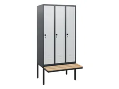 locker met bank,HxBxD 1950x900x815mm,3vak,vak B 300mm,draaigrendel