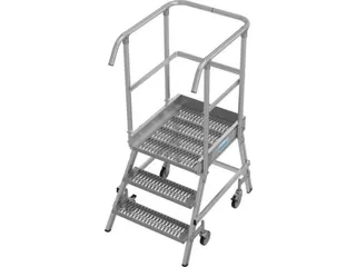 bordestrap,verrijdbaar,bordes H 0,75m,3treden m. R13-laag,aluminium - 1