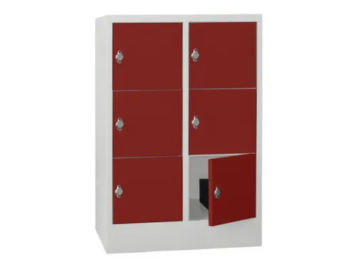 lockerkast,HxBxD 1187x800x500mm,2x3vakken,RAL7035,front RAL3000