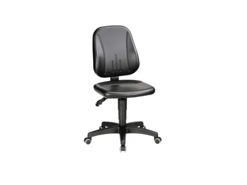Werkplaatsstoel Zitting Kunstleer Zwart 440-620mmx460x470mm wielen