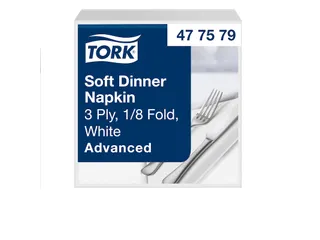 Servetten Tork 477579 Soft dinner 3-laags 39x39cm wit 100st. - 1