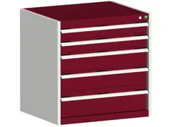 ladekast HxBxD 800x800x750mm 5laden romp RAL7035 front RAL3004