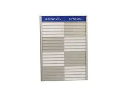 Menoor In-Uit bord 20 namen Aluminium Aanwezig/Afwezig Blauw