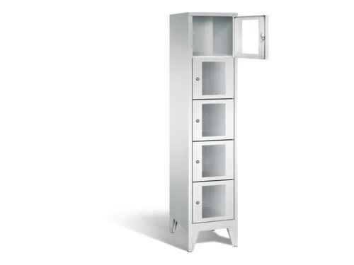 Lockerkast 1850x420x500mm 1x5 vakken Cilinderslot Poten, RAL7035