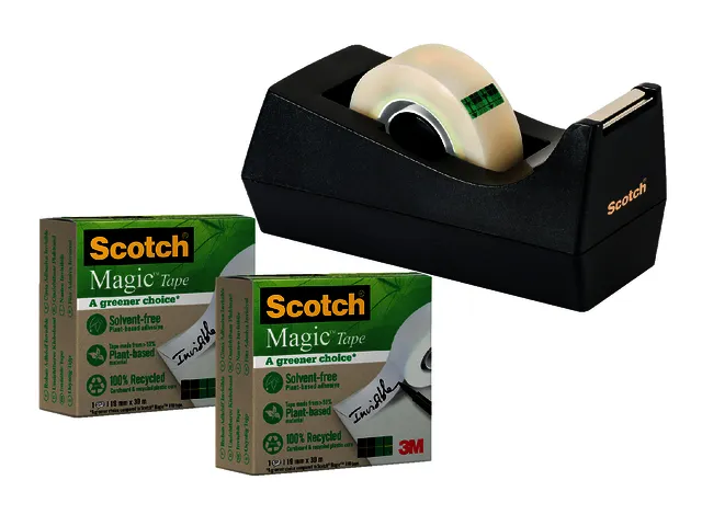 Dévidoir Scotch C38 recyclé noir + 3 rouleaux 19mmx33m