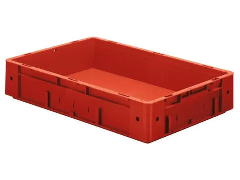 Euronorm Stapelkrat 120x600x400mm 20l Wanden/Bodem Gesloten Rood