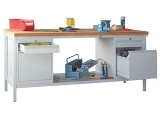 Werkbank 900x2000x700mm 4laden Frame/behuizing Ral7035 Front Ral7035 - 1