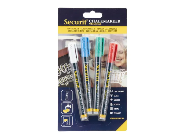 Krijtstift Securit Sma-100 Rond Assorti 1-2mm Blister à 4st