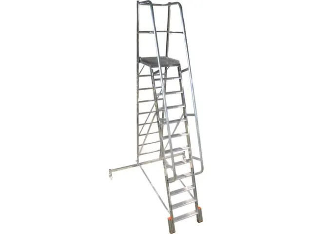 verrijdbare treden-platformladder,eenzijdig,12trede(n),stand H 2,75m