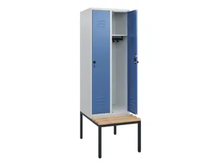 locker met bank,HxBxD 1950x600x815mm,2vak,vak B 300mm,draaigrendel - 2