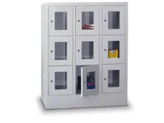 lockerkast,HxBxD 855x1200x500mm,3x2vakken,RAL7035,front RAL6011