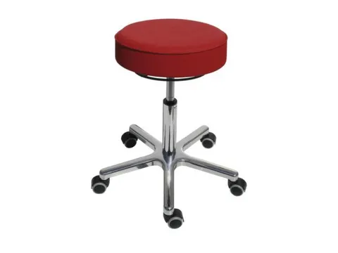 Draaikruk met Wielen 460-590mm Zitting Kunstleer Rood Aluminium