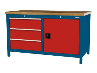 werkbank,HxBxD 860x1500x750mm,onderstel RAL5010,fronten RAL3020 - 3