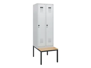 locker met bank,HxBxD 1950x600x815mm,2vak,vak B 300mm,draaigrendel - 2