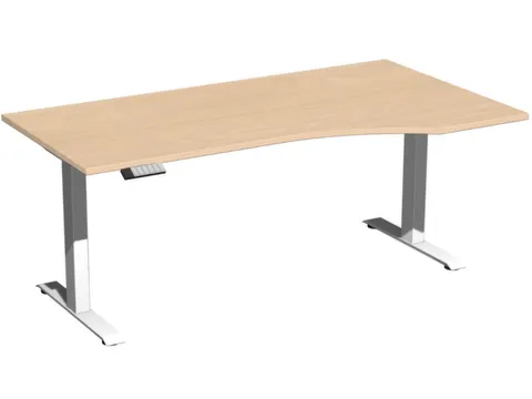 In hoogte verstelbaar bureau in vrije vorm,HxBxD 630-1280x1800x1000mm