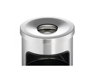 Metalen Afvalbak 17 Liter Met Asbak Metaal Zilver - 3