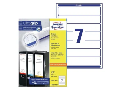 Rugetiket Avery Zweckform smal 38x192mm zelfklevend Wit L4760-100