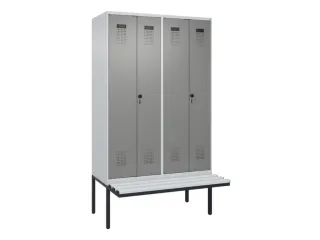 PBM-locker met bank,HxBxD 2120x1200x815mm,4vak,vak B 300mm - 2