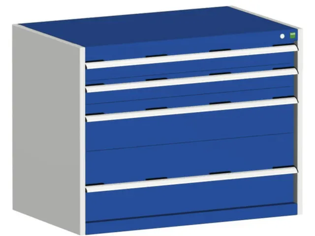 ladekast HxBxD 800x1050x750mm 4 laden romp Ral7035 front Ral5010 staal