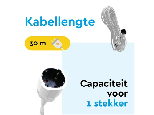 Verlengkabel BRASQ 30m wit