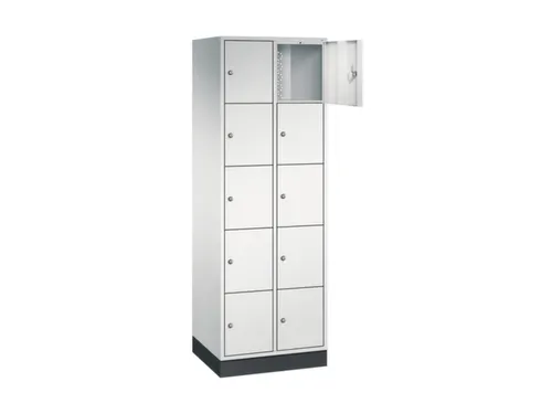 lockerkast,RAL 7035,HxBxD 1950x620x500mm,2x5vakken,cil.-slot,sokkel