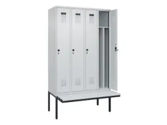 locker met bank,voor scheiding van kleding,HxBxD 2120x1200x815mm,4vak