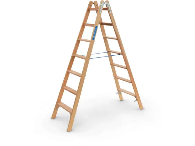 escabeau industriel double face 2x7 échelons lisse L 2 09m 2parties