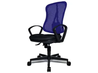 Bureaustoel Zitting Zwart Rugleuning Met Netbekleding In Blauw - 1