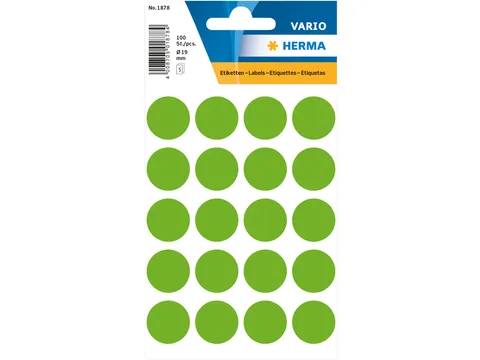 HERMA 1878 Multipurpose etiketten Rond 19mm Fluor Groen 100 stuks
