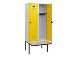 locker met bank,HxBxD 1950x800x815mm,2vak,vak B 400mm,draaigrendel