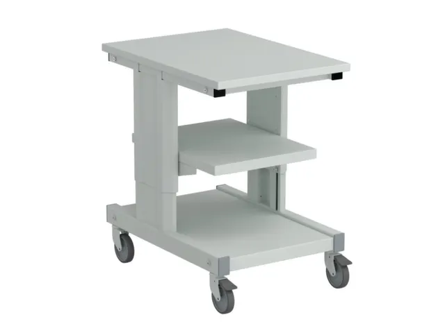 bijzettafel,HxBxD 650-900x500x700mm,blad grijs,RAL7035,2legborden