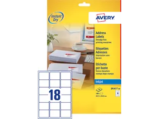 Adresetiket Avery J8161-10 63.5x46.6mm Inkjet Wit 180 stuks - 1