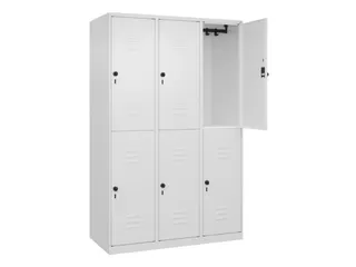 dubbeldekse locker,HxBxD 1850x1200x500mm,3x2vak.,vak B 400mm - 2