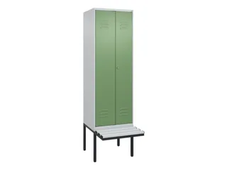 PBM-locker met bank,HxBxD 2120x600x815mm,2vak,vak B 300mm,cil.-slot - 1