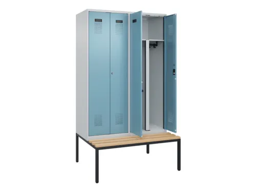 PBM-locker met bank,HxBxD 2120x1200x815mm,4vak,vak B 300mm