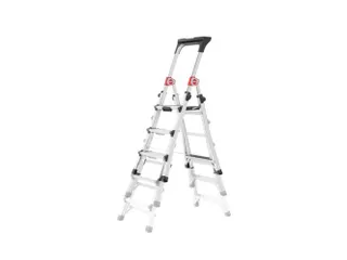 telescoop-platformladder,eenzijdig,3-5brede treden,balk L 1,9m - 1