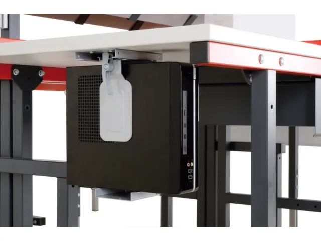 CPU-houder,v. paktafel,HxBxD 240-395x115x160mm,wit alu