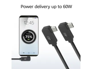 Kabel ACT USB-C hoek links/rechts 10Gbps 2m - 10