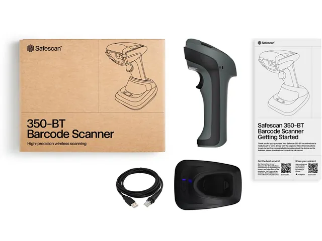 Safescan 350-BT Draadloze Barcodescanner met oplaadstation USB-A