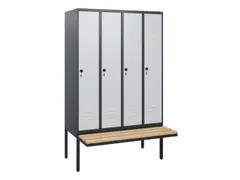 locker met bank,HxBxD 1950x1200x815mm,4vak,vak B 300mm,draaigrendel