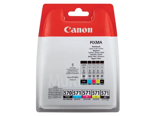 Canon PGI-570 & CLI-571 Inktcartridges 5-Pack (2x Zwart + Kleur)