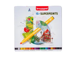 Viltstift Bruynzeel Creatives Superpoints assorti blik à 15 stuks