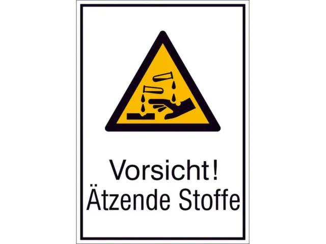 waarschuwings-combibord,v. binnen/buiten,Pas op! Bijtende stoffen