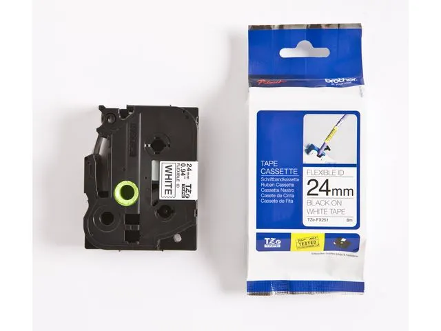 Tze Labeltapes P-touch Zwart Op Wit, Tze-fx251 24mm