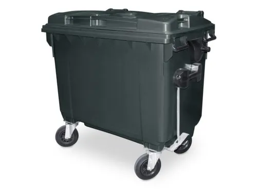 Vuilcontainers,660l,romp HDPE grijs,HxBxD 1165x1265x775mm,4zwenkwielen