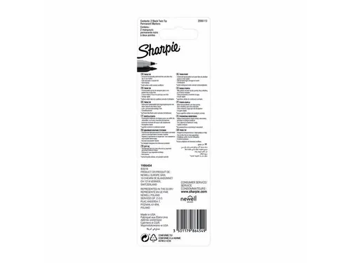 Viltstift Sharpie Twin Tip rond 0.5mm en 0.9mm blister 2 stuks Zwart
