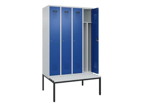locker met bank,voor scheiding van kleding,HxBxD 2120x1200x815mm,4vak